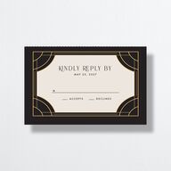 Vintage Hollywood All-in-One Wedding Invitations Licorice Signature Light Both Recipient and Return Addresses No