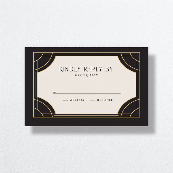 Vintage Hollywood All-in-One Wedding Invitations Licorice Signature Light Both Recipient and Return Addresses No