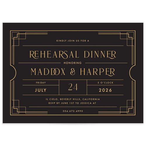 Vintage Hollywood Rehearsal Dinner Invitations - 