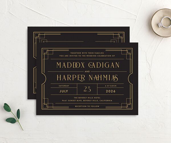 Vintage Hollywood Wedding Invitations front-and-back