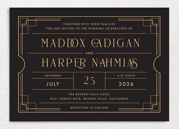 Vintage Hollywood Wedding Invitations front