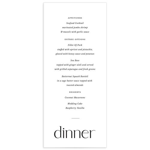 Vertical Vow Menus - 