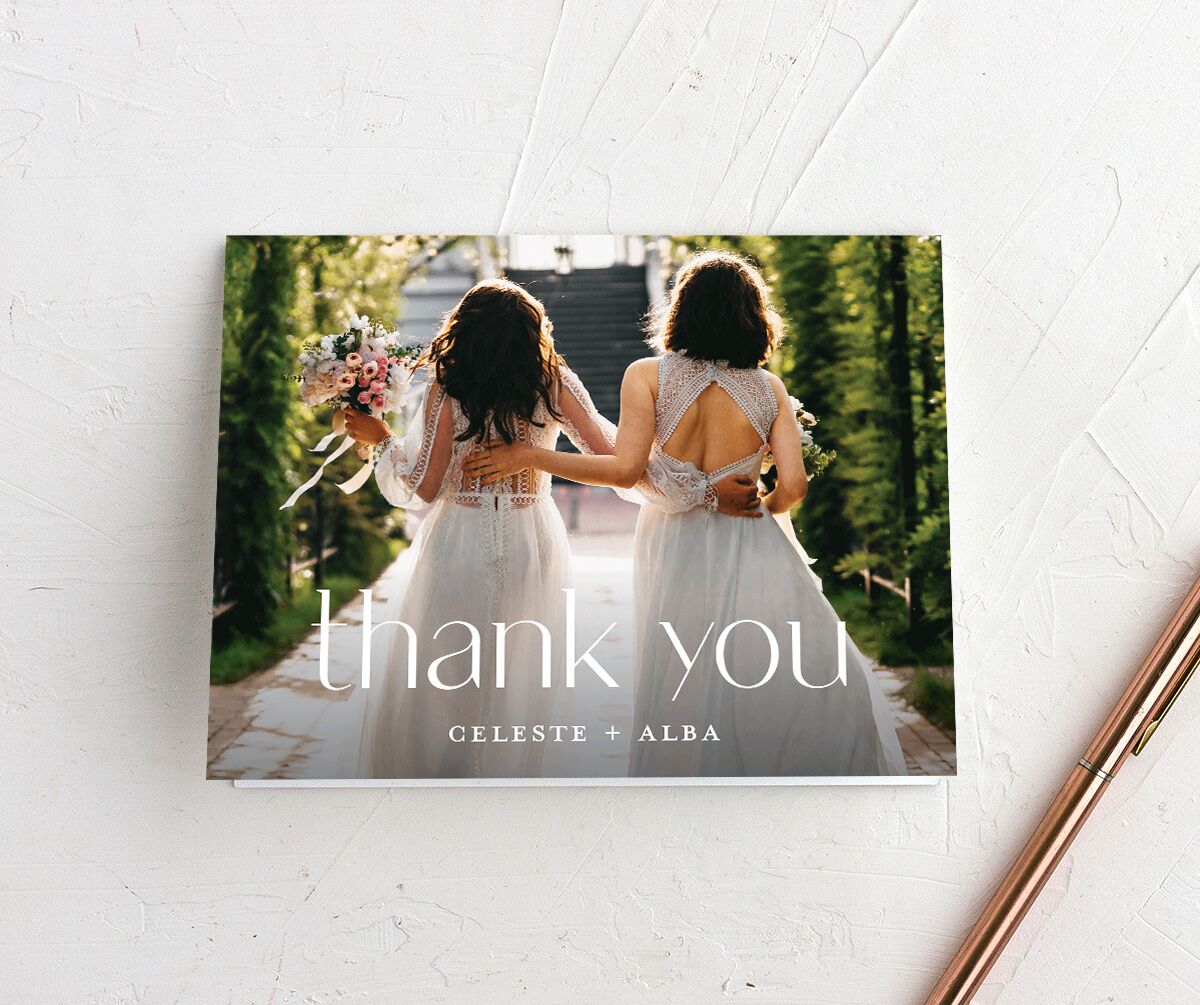Vertical Vow Thank You Cards Pure White
