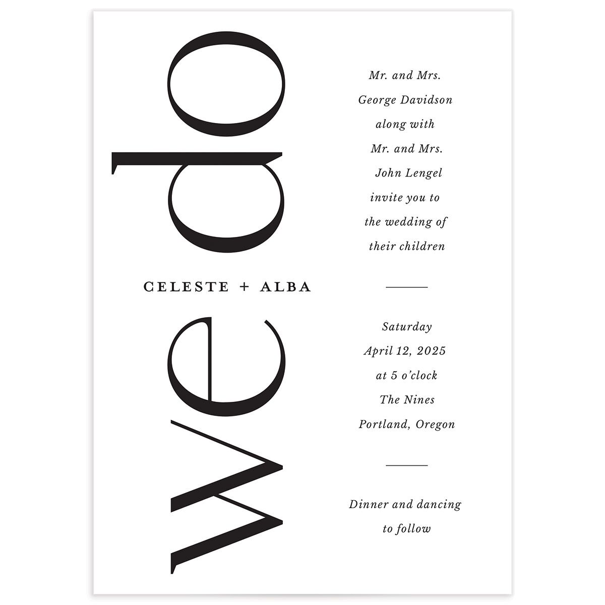 Vertical Vow Wedding Invitations
