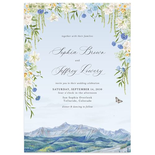 Romantic Floral Mountain Wedding Invitations Stream Signature Blank Standard No