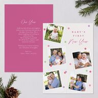 Baby's First New Year Instant Film Confetti Holiday Cards Mulberry Signature Blank Portrait  Standard