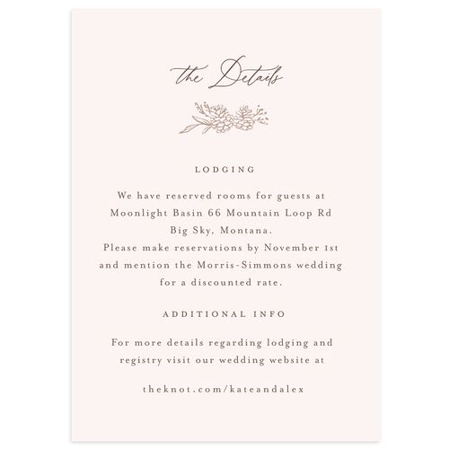 Romantic Branches Wedding Event Detail Cards Fawn Signature Standard