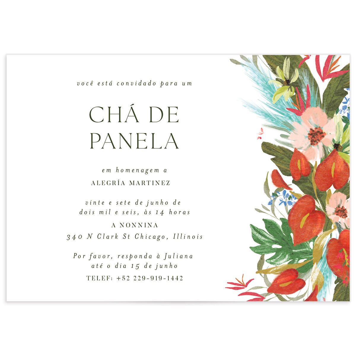 Flores Tropicais Bridal Shower Invitations