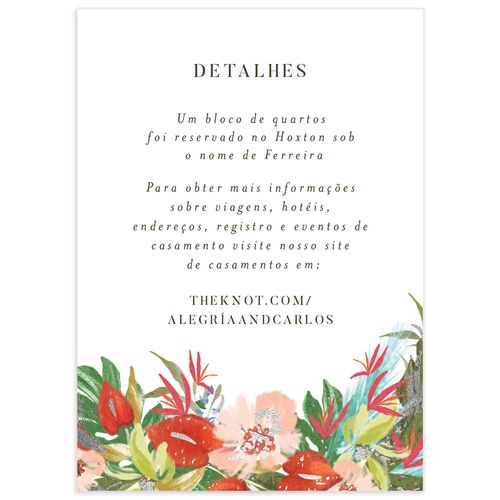 Flores Tropicais Wedding Enclosure Cards Silver Red Clay Signature