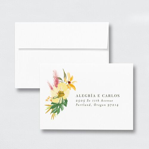Flores Tropicais Response Card Envelopes White Standard Butterscotch Return Address Signature
