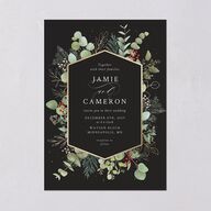 Elegant Eucalyptus Christmas Foil Wedding Invitations Gold Licorice Signature Blank No Standard