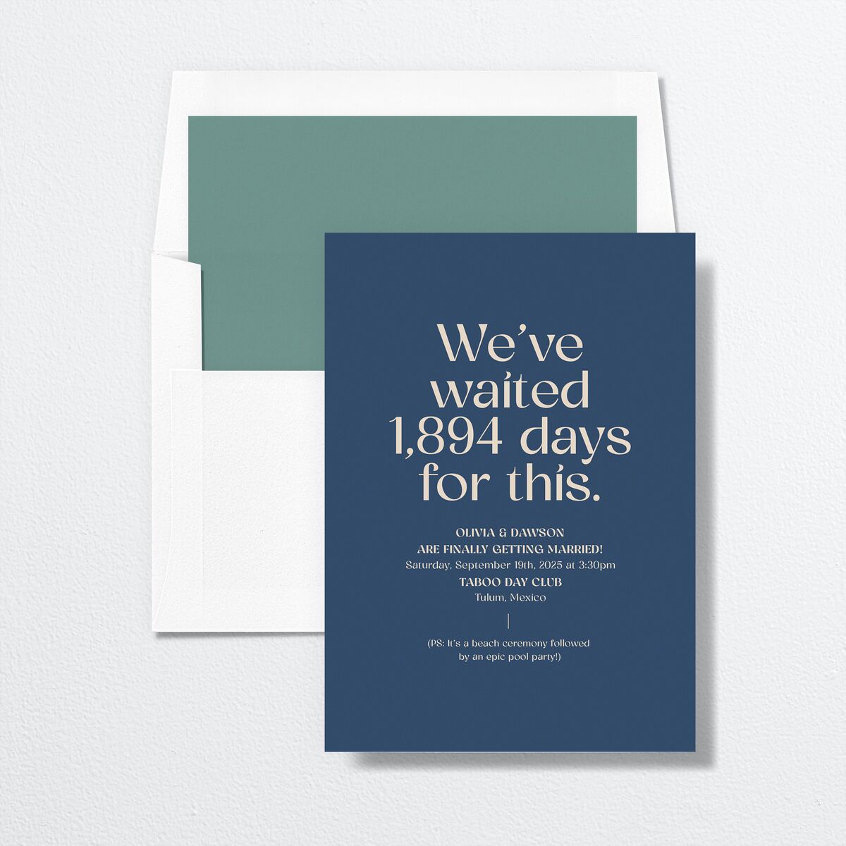 We've Waited Save The Date Cards Navy Signature smooth No