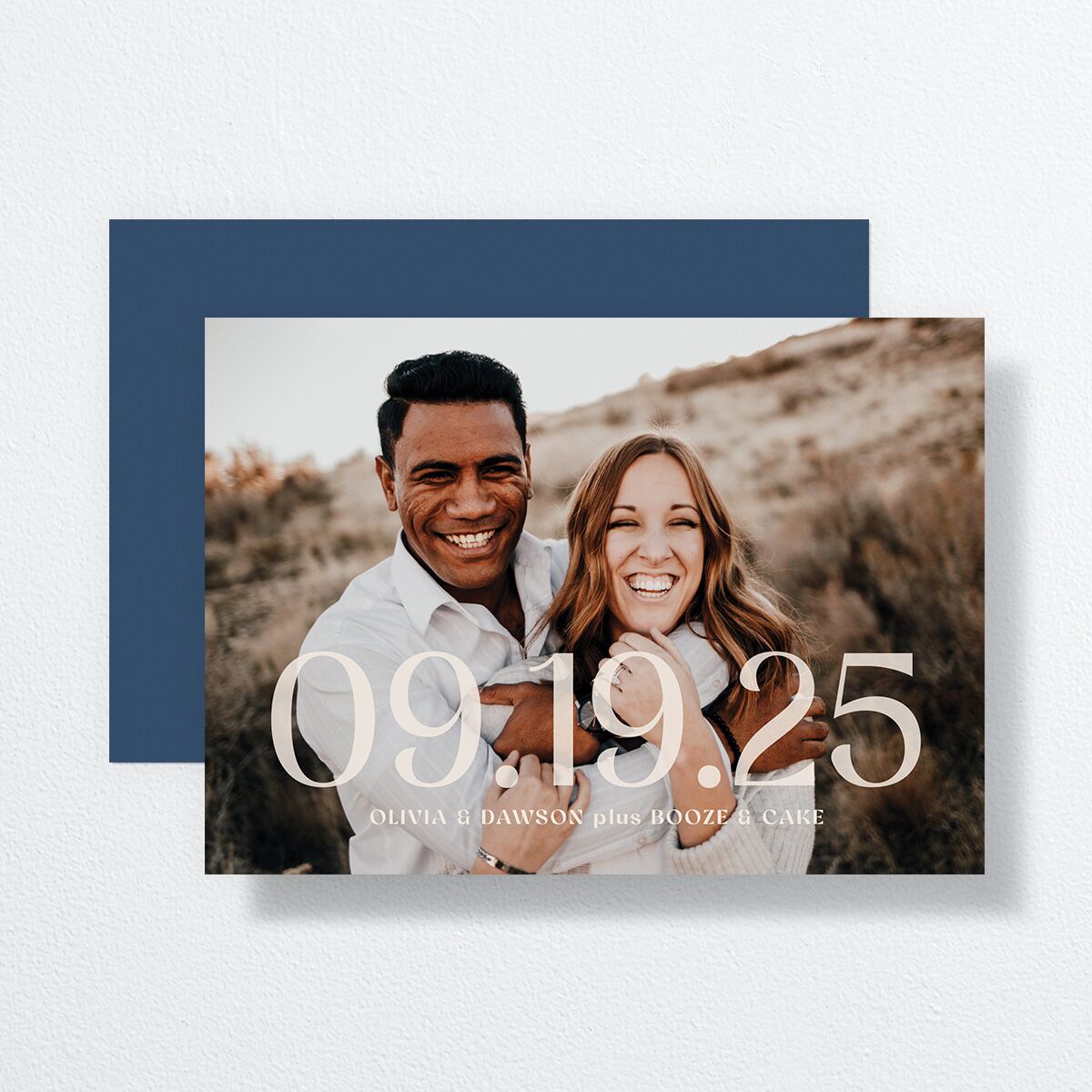 We've Waited Save The Date Cards Navy Signature smooth No