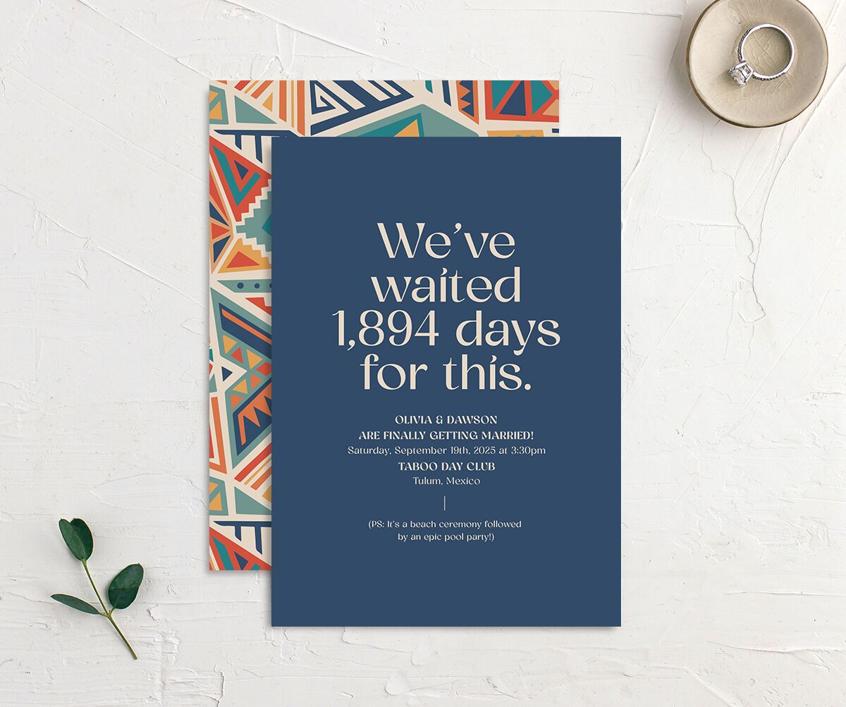 We've Waited Wedding Invitations front-and-back