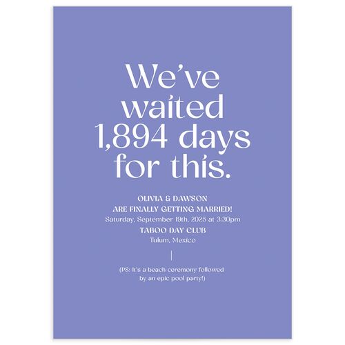 We've Waited Wedding Invitations French Violet Signature Blank No