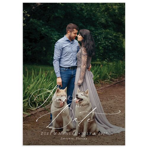Curved Garland Save The Date Cards Champagne Signature smooth No