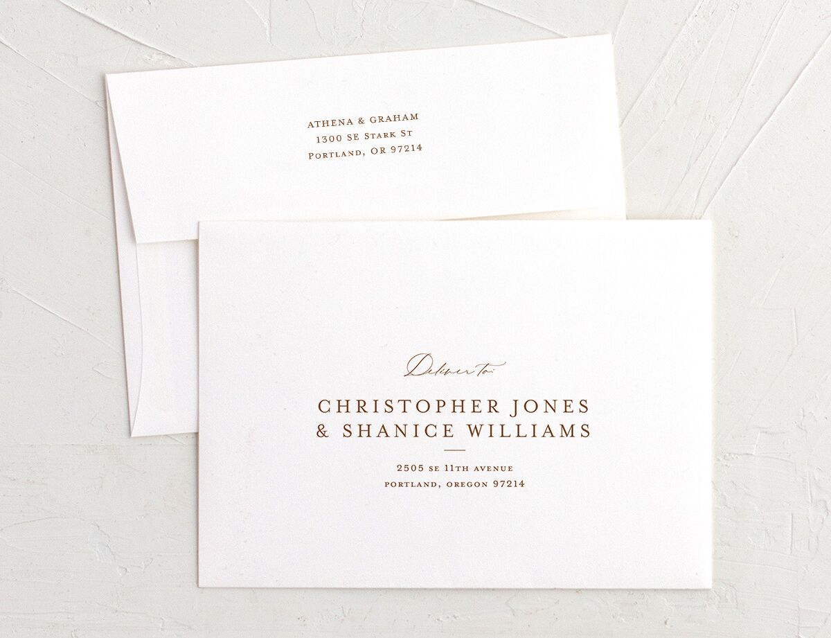 Intricate Vintage Bridal Shower Invitation Envelopes White Standard Peach Pink Both Recipient and Return Addresses Signature