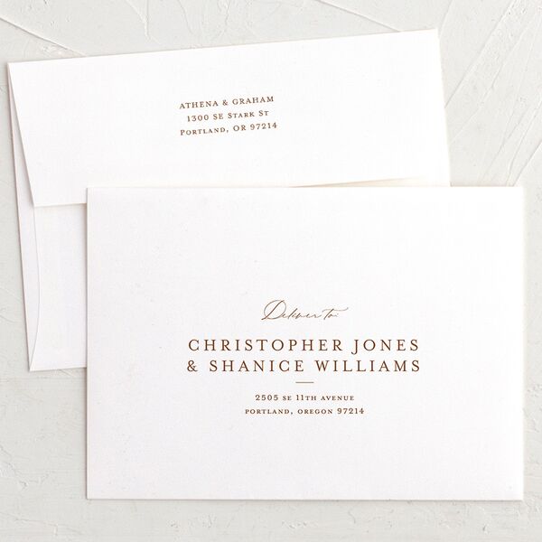 Intricate Vintage Bridal Shower Invitation Envelopes White Standard Peach Pink Both Recipient and Return Addresses Signature