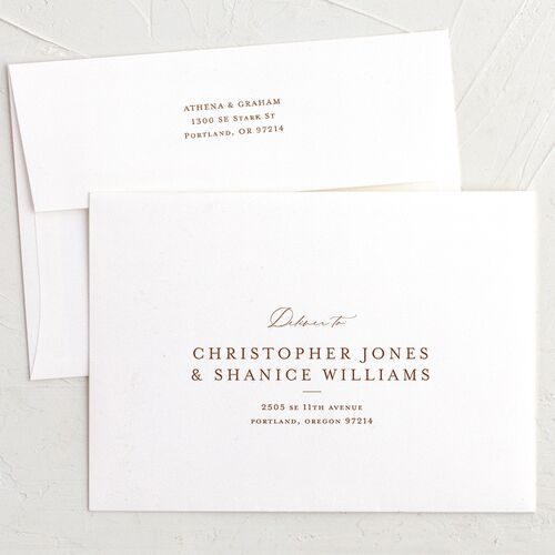 Intricate Vintage Save The Date Card Envelopes White Standard Peach Pink Both Recipient and Return Addresses