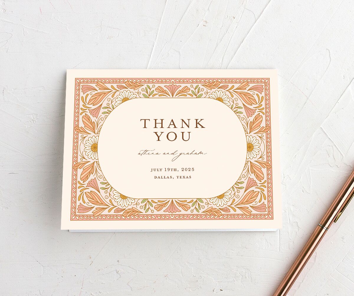 Intricate Vintage Thank You Cards Peach Pink