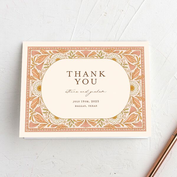 Intricate Vintage Thank You Cards Peach Pink