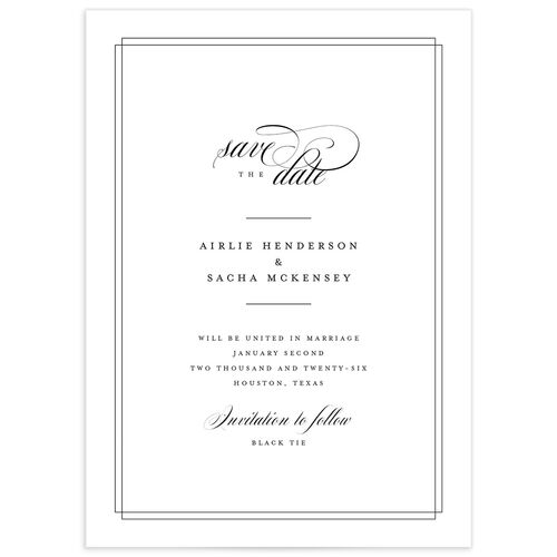 Classic Black Tie Save The Date Cards