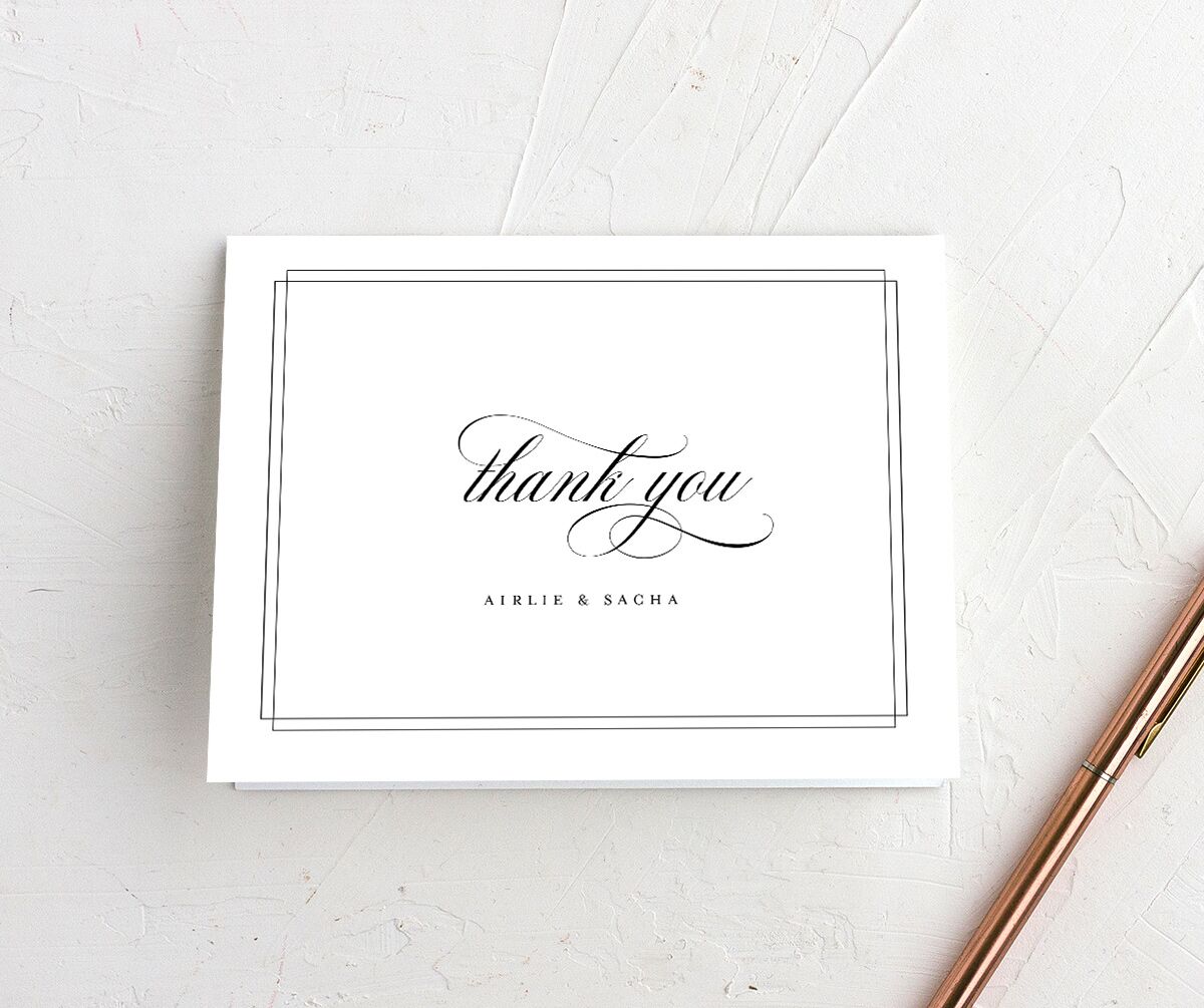 Classic Black Tie Thank You Cards Pure White