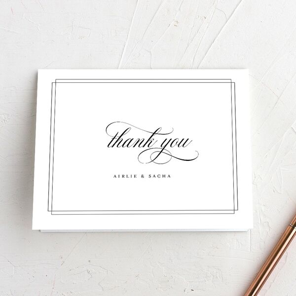 Classic Black Tie Thank You Cards Pure White