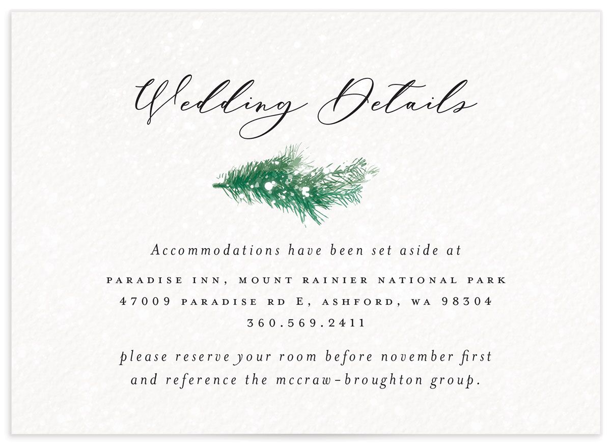 Snowy Wreath Wedding Enclosure Cards front in green