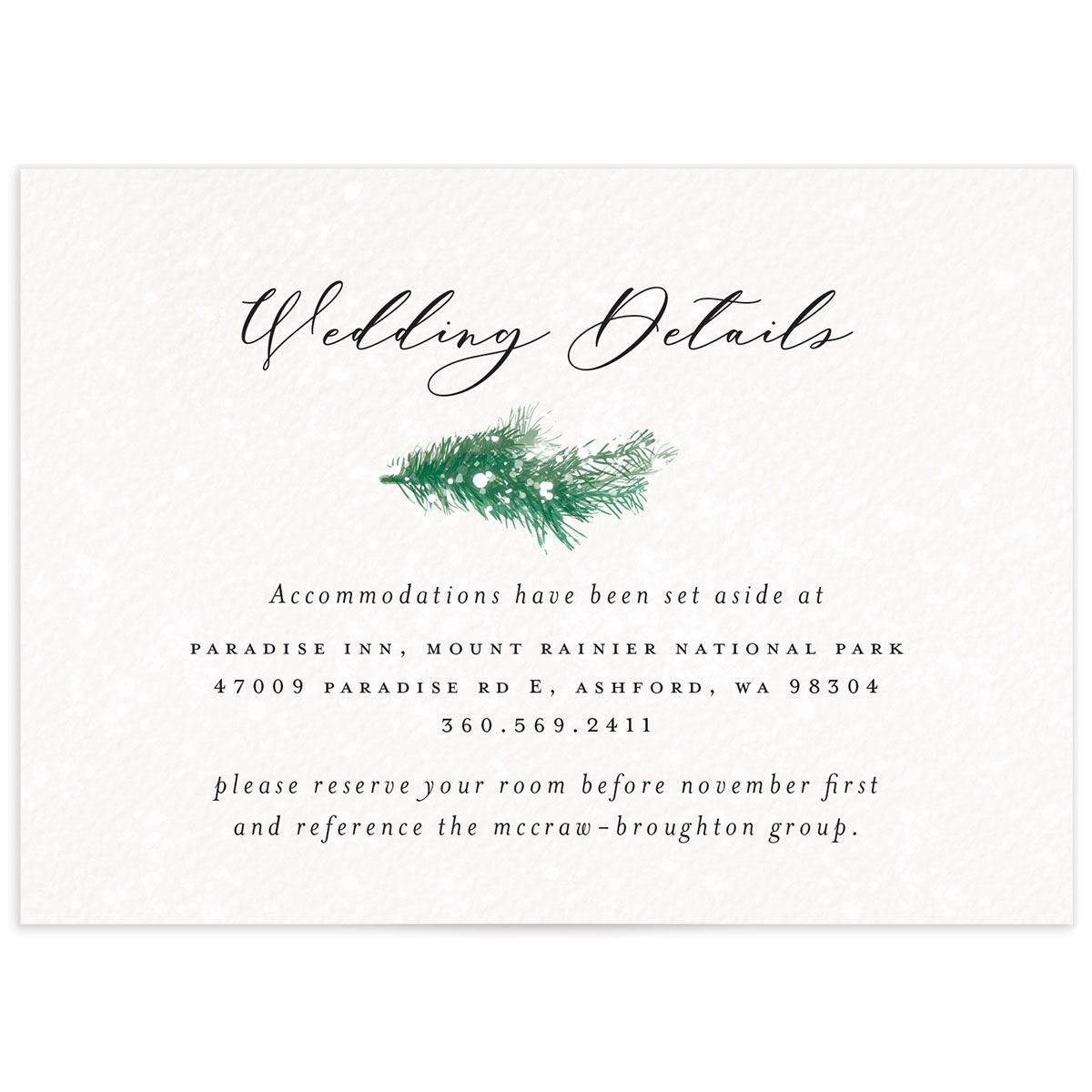 Snowy Wreath Wedding Enclosure Cards