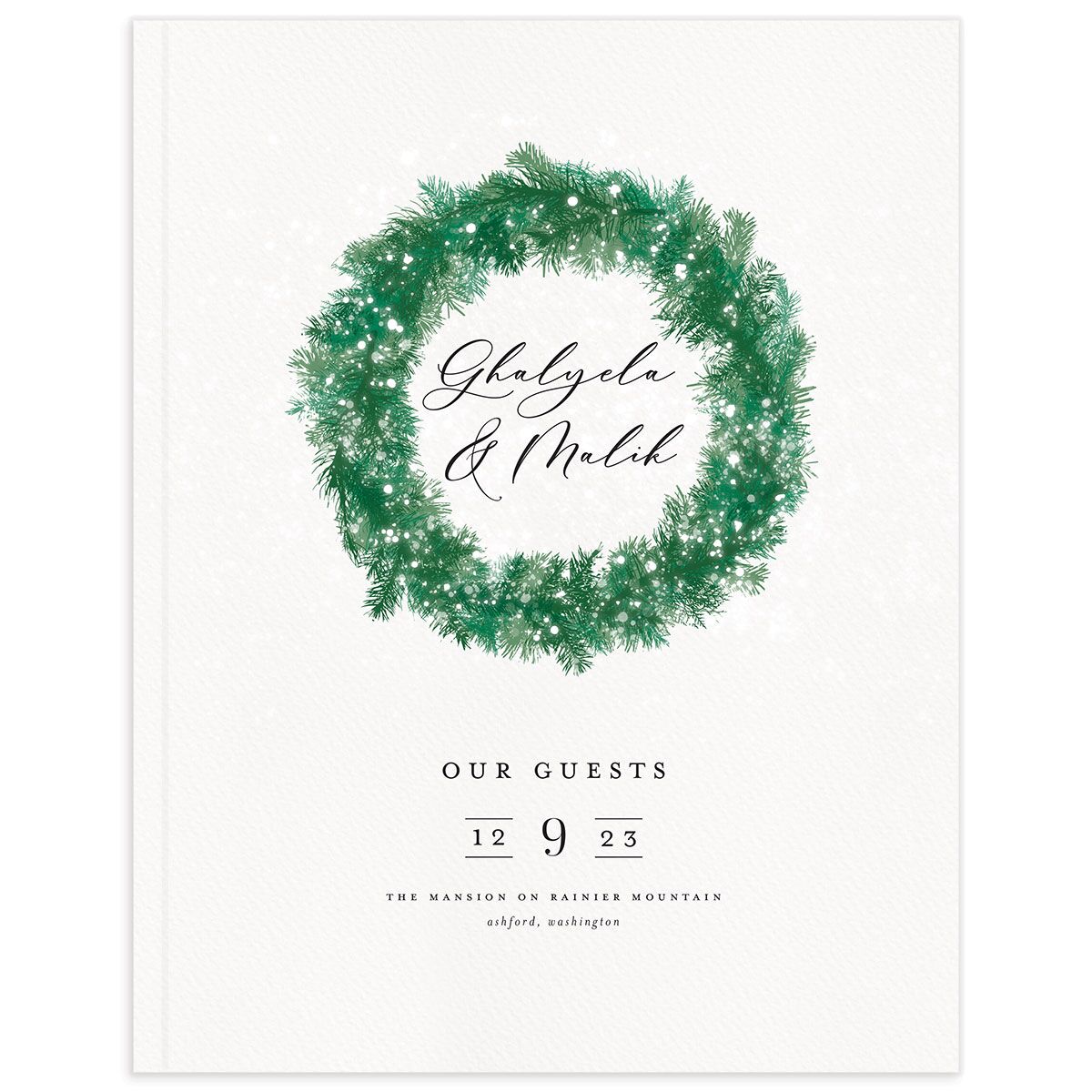 Snowy Wreath Wedding Guest Book