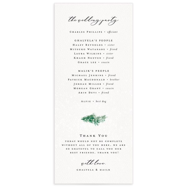 Snowy Wreath Wedding Programs Jewel Green Signature