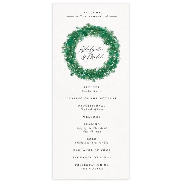 Snowy Wreath Wedding Programs Jewel Green Signature