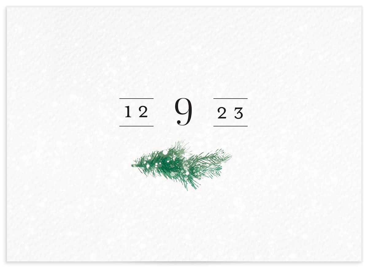 Snowy Wreath Wedding Response Cards back in green