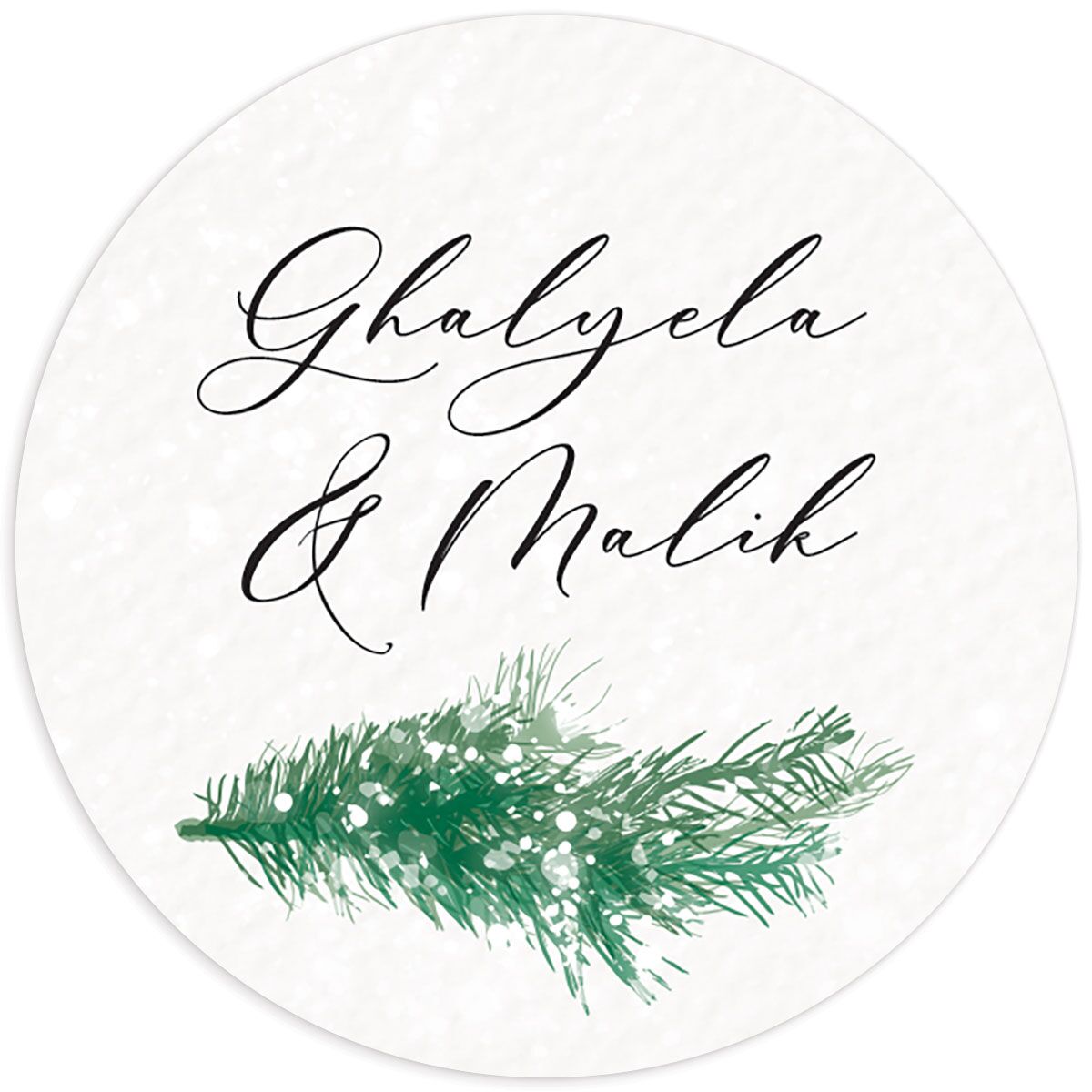 Snowy Wreath Wedding Stickers front in green