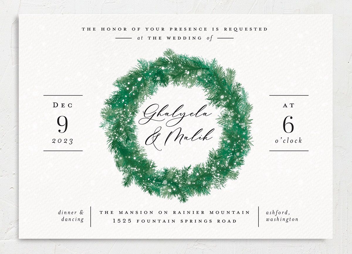 Snowy Wreath Wedding Invitations front
