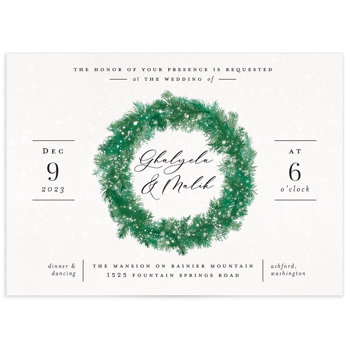 Snowy Wreath Wedding Invitations