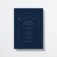 Celestial Arch Wedding Invitations Gold Navy Signature No