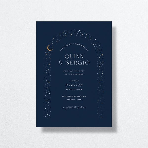 Celestial Arch Wedding Invitations Gold Navy Signature No