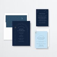 Celestial Arch Wedding Invitations Gold Navy Signature No