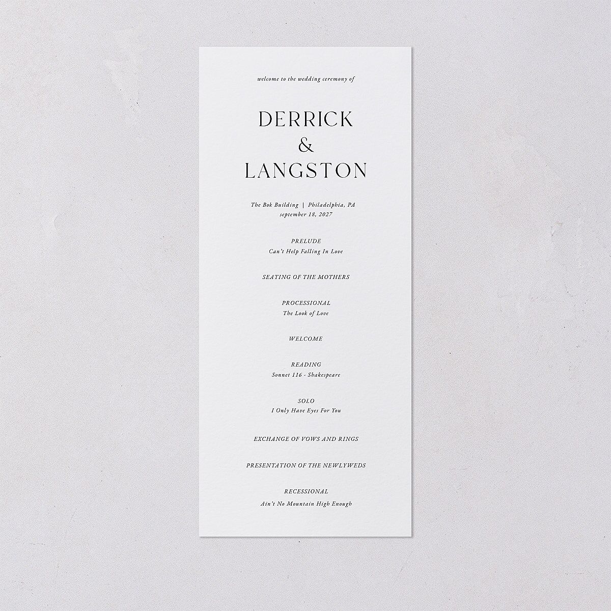 Manhattan Wedding Programs Pure White Signature