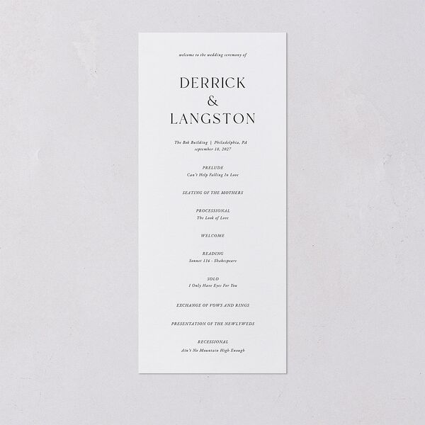 Manhattan Wedding Programs Pure White Signature