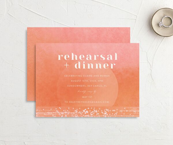 Sparkling Tropics Rehearsal Dinner Invitations front-and-back