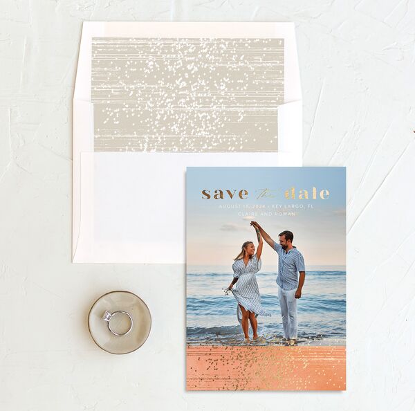Sparkling Tropics Save The Date Cards envelope-and-liner