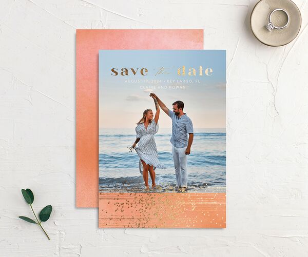 Sparkling Tropics Save The Date Cards front-and-back