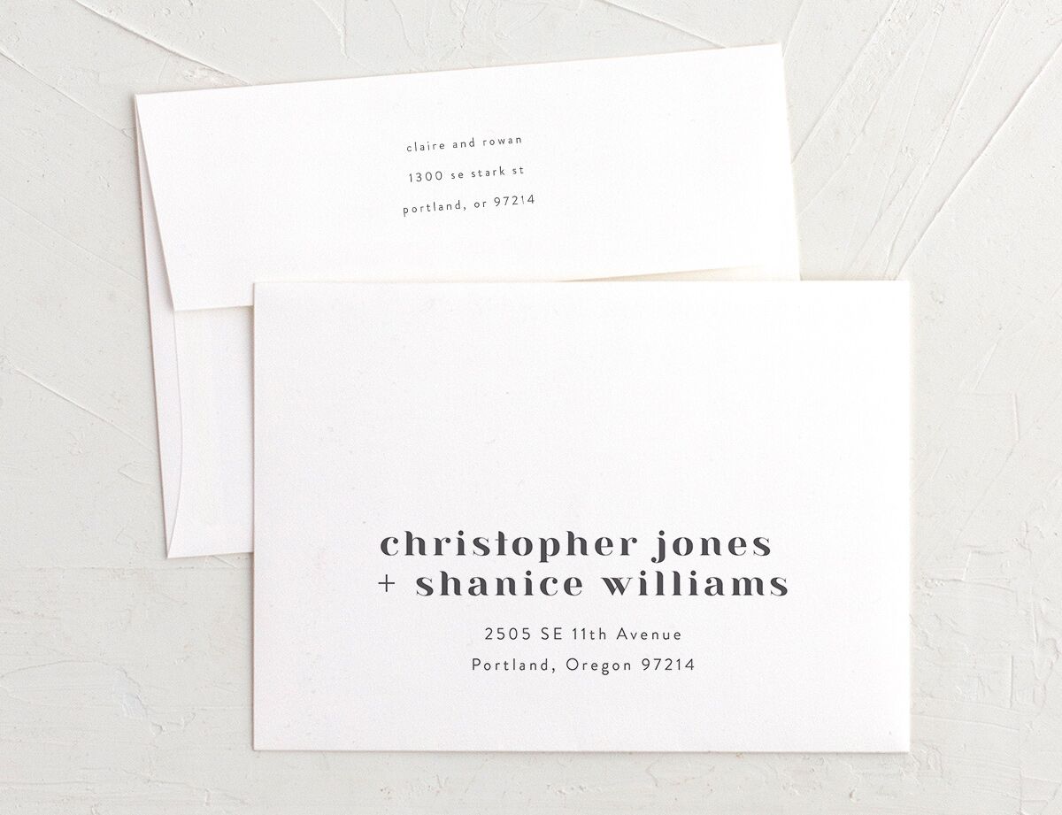 Sparkling Tropics Thank You Card Envelopes White Champagne Both Recipient and Return Addresses Signature Standard