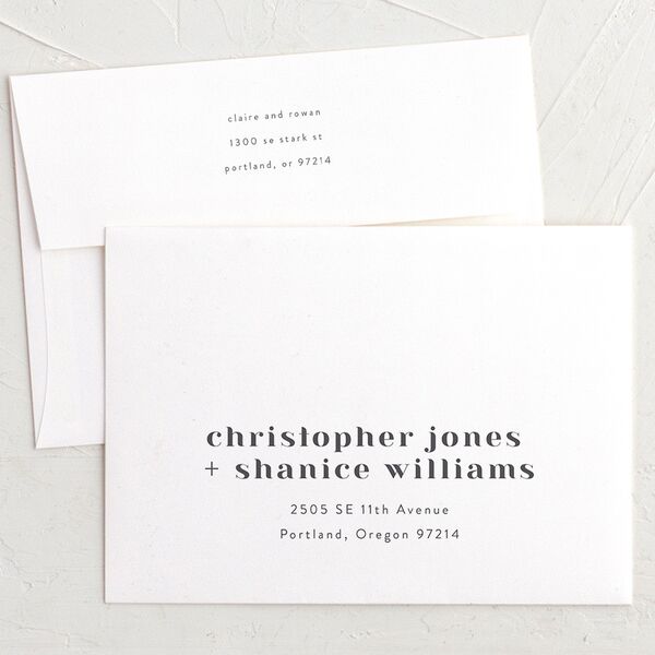 Sparkling Tropics Thank You Card Envelopes White Champagne Both Recipient and Return Addresses Signature Standard
