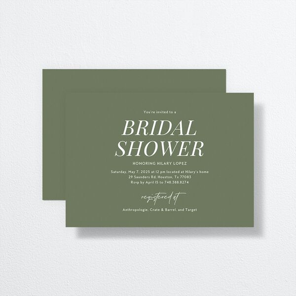 Pack Your Bags Bridal Shower Invitations Deep Olive Signature Blank