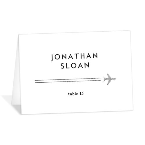 Pack Your Bags Place Cards Silver Pure White Pearlescent