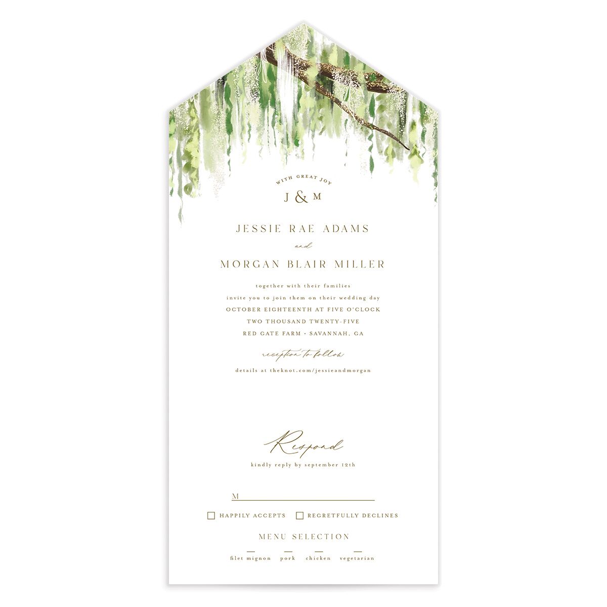 Southern Spanish Moss All-in-One Wedding Invitations